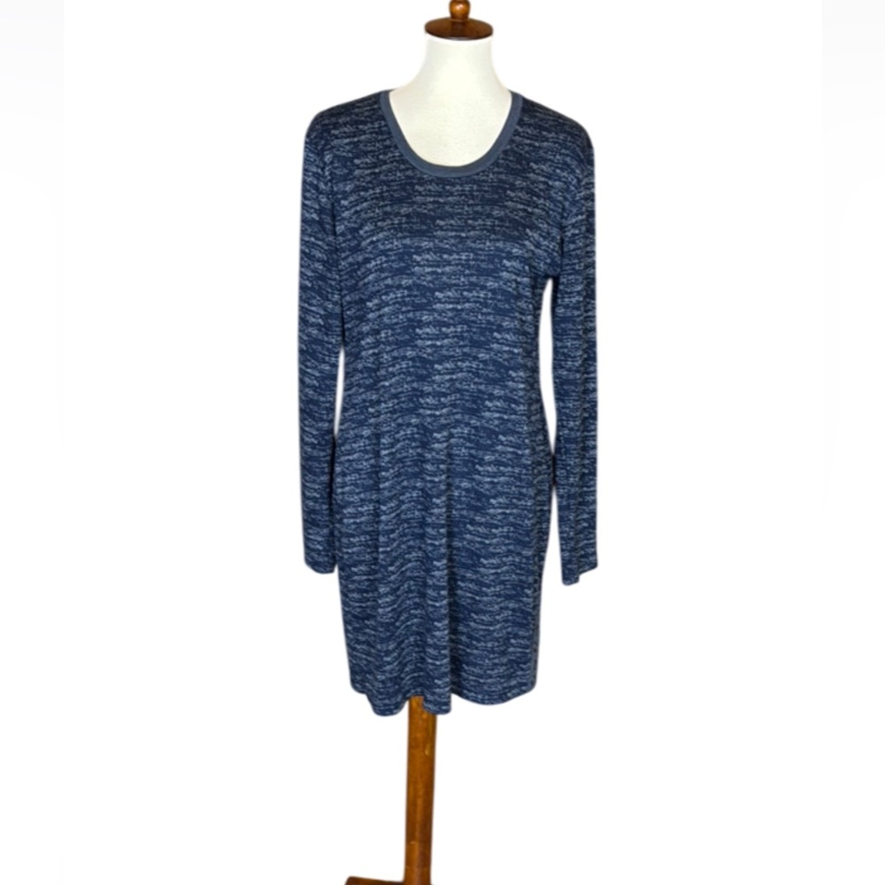 Kavu Gretta blue and gray long sleeve knit dress Size Large